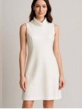 Alex Marie Sleeveless Cream Turtleneck Mini Dress Size 16